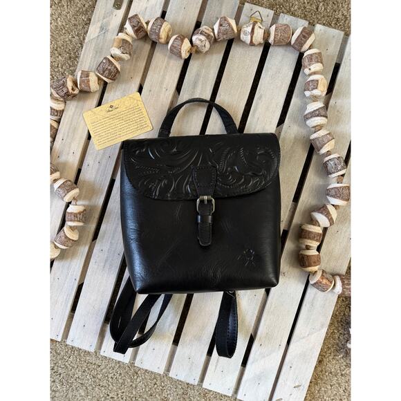 Patricia Nash Vatoni Black Leather Tooled Convertible Crossbody Purse Backpack main image 7